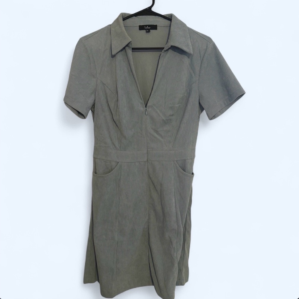 Lulu's Light Blue Collared Short Sleeve Dress